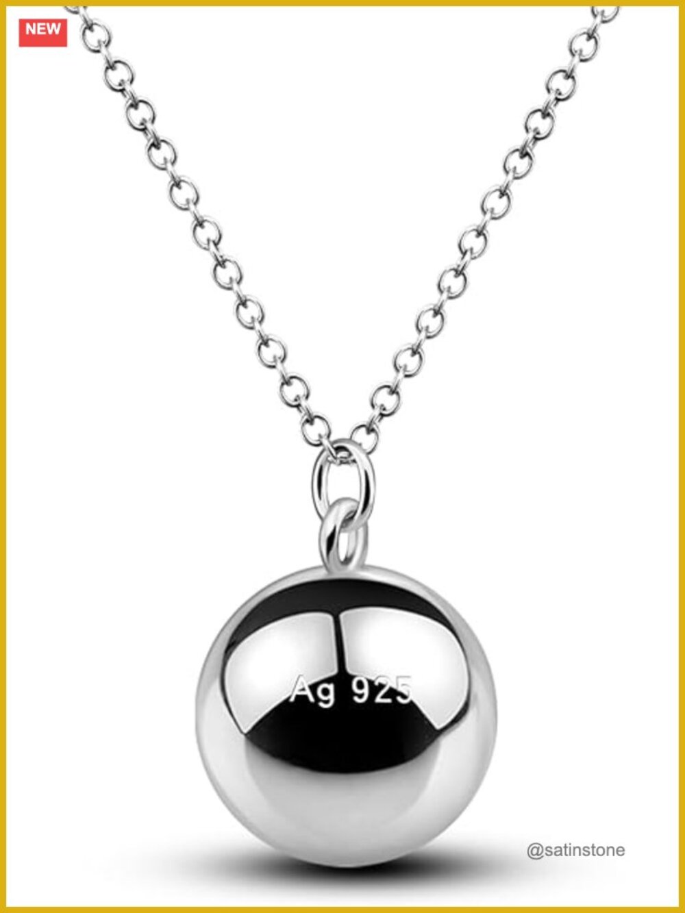 925 Sterling Silver Harmony Ball Necklace 20mm Pendant Choker O-Chain